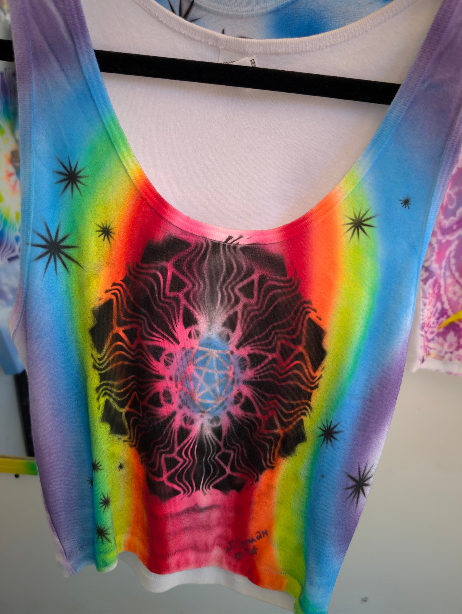 Hand-painted neon tank top